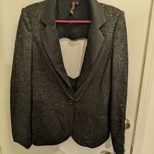 Material Girl The Closet Limited Edition Heart Cut Out Black Glittery Blazer L